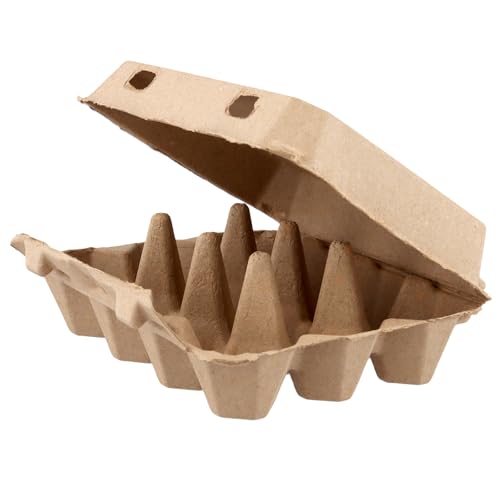 HOIGON 50 PCS 12 Cell Empty Paper Egg Cartons, Sturdy Pulp Fiber Egg Container Holder With Lids, Recycled Cardboard Egg Cartons