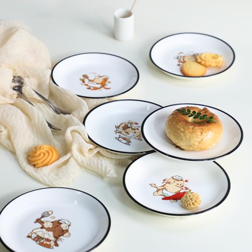 Funny Fidgety Chef Cat Pattern Ceramic Sauce Dishes, Seasoning Dishes, Sushi Soy Dipping Bowls, Appetizer Plates, Dessert Plates, Little Cat Bird Feeding Bowls, Set of 6-Chef Cat-5 Inch - color: Chef Cat, size: 5 Inch