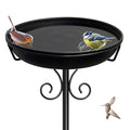 38In Freestanding Bird Bath for Outside, Detachable Birdbaths with Metal Stake, Bird Bath Feeder Bowl for Outdoors Garden Patio Yard Lawn,Sturdy Upgraded 5 Pronged Base (Black) - color: Black