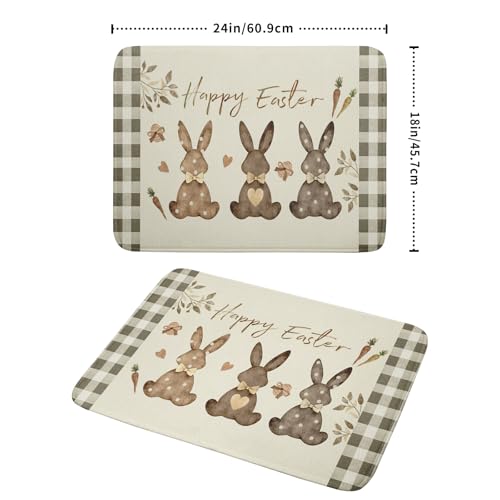 Giwawa Happy Easter Dish Drying Mat for Countertop, 18"x24" Cute Bunny Rabbits Eggs Carrot Dish Drainer Mats, Bufflao Plaids Fast Dry Microfiber Large Dish Drying Pad Kitchen Accessories Decor - size: 24" x 18"