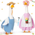 2 Set Porch Goose Outfit Spring Gardener Goose Clothes with Small Flower Pot for 23" Cement Outdoor Patio Yard Decor(Gardener) - style: Gardener
