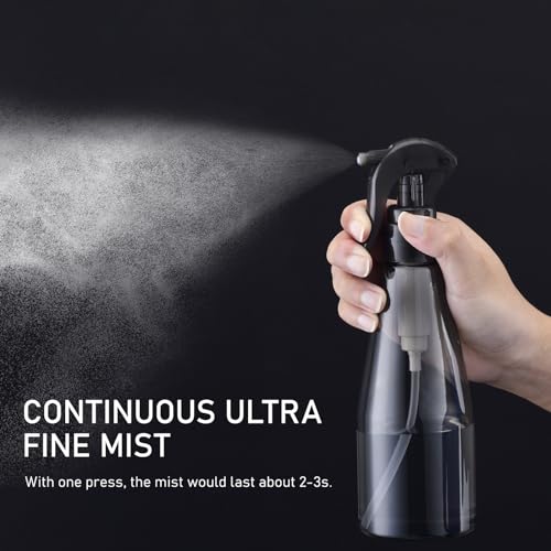 Continuous Spray Bottle for Hair 10oz, Ultra Fine Water Spray Bottles for Cleaning, Plant, Pets (Plastic, 300ml) - color: black
