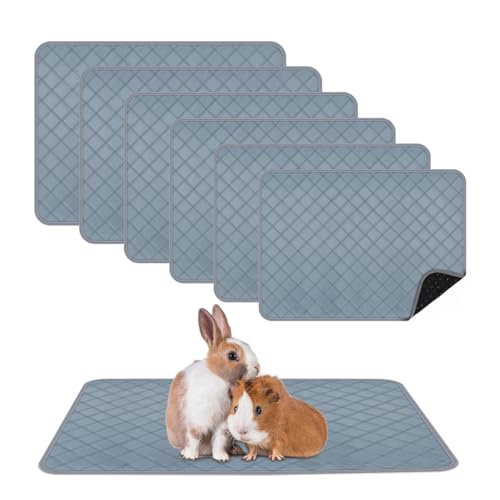 6 Packs Washable Guinea Pig Cage Liners, Waterproof Guinea Pig Pee Pads Reusable Absorbent Bedding Anti Slip Mats for Small Animals Bunny Rabbit Hamster (24 x 18in) - size: 24 x 18in / 6 Packs