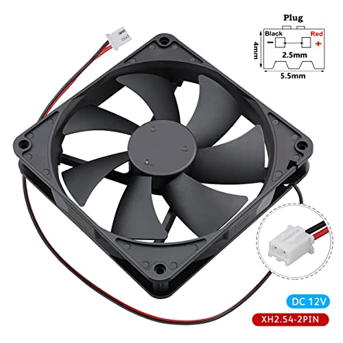 GDSTIME 12V Cooling Fan 1425, 140mm x 25mm Dual Ball Bearings Brushless Fan | 140x140x25mm, 1425, Replacement for PSU, Heater, Wine Fridge Condenser - size: 140x25mm