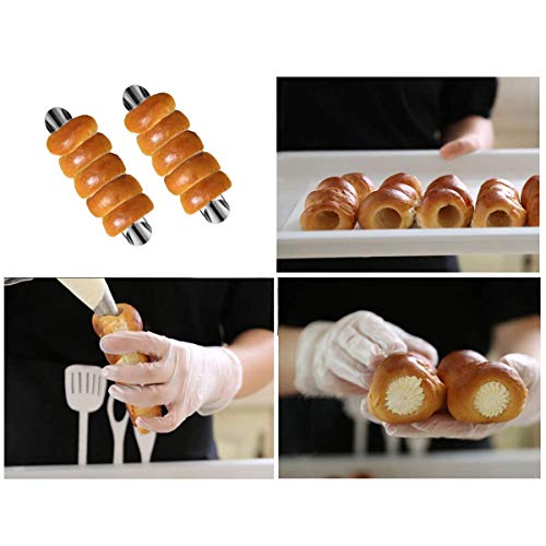 Cannoli Tubes Set, 25 Pack Large Cannoli Forms with Cleaning Brush, Reusable Silicone Piping Bag and Long Piping Tip, Stainless Steel Kitchen Tool DIY Dessert Supplies - color: 16 pcs large cannoli tubes + blush + icing bag+ long icing tip