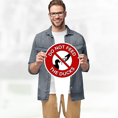 Do Not Feed the Ducks Sign, 11"x21", Heavy Duty Integrated Ground Stakes, Indoor/Outdoor Use, Rust Free Aluminum Composite, Made in USA by My Sign center - color: Ducks, size: 11"x21"