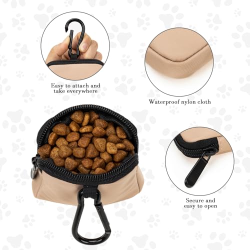 Dog Treat Pouch Pocket Sized Pet Puppy Training Pouch for Dog Training Behavior Aids, Waterproof Nylon Fabric Dog Poop Bag Holder, Hands Free Dog Walking Bag with Metal Carabiner (Coffee) - color: Coffee