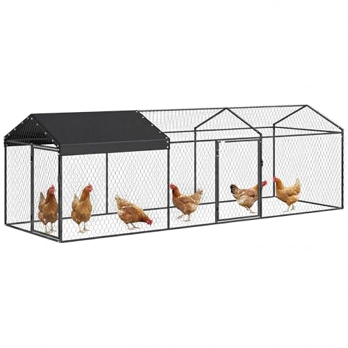PawHut Large Metal Chicken Coop Chicken Run, Cover 3-5 Poultry 118"x39"x39" | Waterproof, Anti-UV, Outdoor Poultry Cage Rabbit Hutch, Backyard Farm, for Duck, Cat