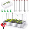 Metal Garden Netting Kit, 10 Pack 2.6ft Raised Bed Net Support Stakes with 10"x20" Fine Mesh Insect Netting 16 Pcs Clips Insect Row Cover for Raised Beds Protect Vegetable Row