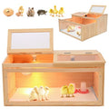 Large Chicken Brooder Box for Chick,Wooden Brooder Box 32" with Bulb Set and Thermometer - Accommodates Up to 25 Chicks-Ideal for Ducks,Quails,Hamsters,and Lizards（32x16x16 Inches）