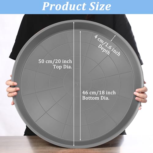Eccliy 6 Pack Plastic Plant Saucer Heavy Duty Planter Saucers Large Plant Pot Saucers Plastic Water Trays for Indoors and Outdoors Flower Plant Plant Drip (Gray,20 Inch) - color: Gray, size: 20 Inch, style: Round