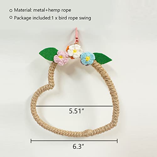 La La Pet® Bird Rope Swing with Hanging Hook Bird Rope Perch Bird Swing Perch Bird Perch Stand Bird Cage Toy for Parrot Budgie Parakeet Cockatiel Cockatoo Conure Heart - color: Heart