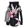 AMARY 500ML Neoprene Water Bottle Carrier Bag with Adjustable Shoulder Strap,Insulated Water Bottle Cover for Stainless Steel/Glass/Plastic Bottles 16.9OZ (Flowers-3) - color: Flowers-3