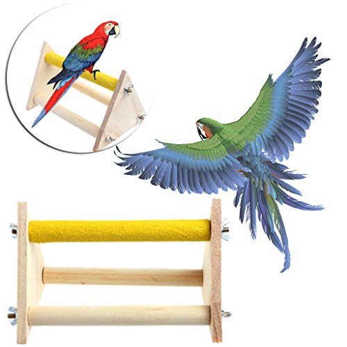 Litewoo Parrot Bird Wooden Perch Stand Play Toys Gym Bird Grinding Perch Table Platform for Small Cockatiels Conures Parakeets Finch