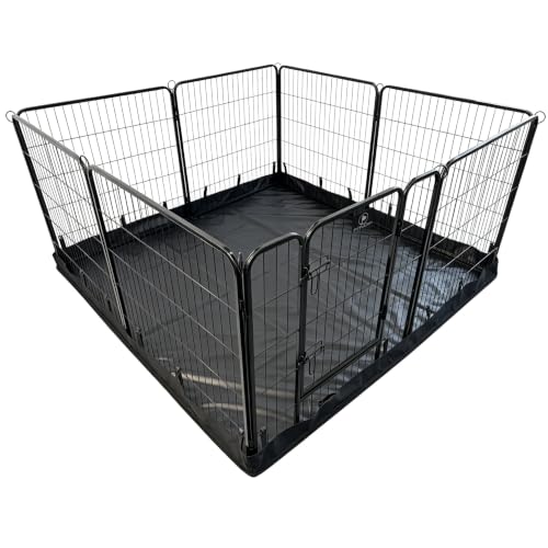 PJYuCien Puppy Playpen Plus Storage Bage with Bottom, 8 Panels 31.3" H | Heavy Duty, Dog Fence for Small Dogs, Foldable Square Pen, Indoor, Outdoor, Backyard Pasture, Camping, Protects Floors - style: 8-Panels 31.3"W