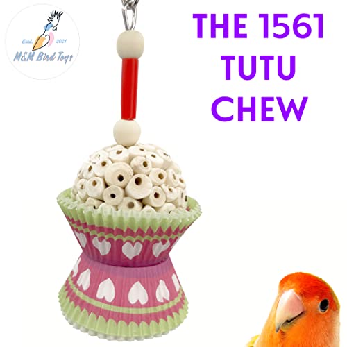 1561 Tutu Chew - Handcrafted Foraging Bird cage Toy, Natural sola Wood Balls, Bakery Grade Cup Cake Cups, Delightful pet Enticing Design, Great for Small to Med Size Birds, Budgie Cockatiel Finch - size: Single Tutu