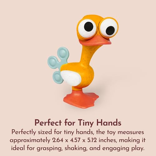Tolo Crazy Eyed Bird | Interactive Toy for Babies 3+ Months Teething Relief | movable eyes, clicking head & feet, squeaking wings, rattle sound, sensory, teething baby toys, developmental play, fun gift - color: Crazy Eyed Bird