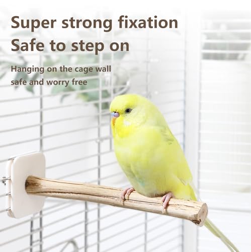Natural Wood Bird Perch for Cage – Chewing & Claw Trimming Perch Toy for Parrots, Cockatiels, Budgies (Small 6.9") - size: Small 6.9"