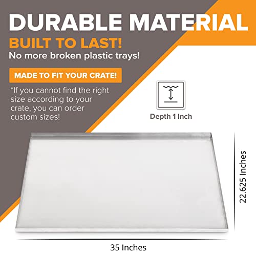Metal Dog Crate Replacement Tray/Pan, Galvanized, Tray Size 35.0x22.6 in | Chew-proof, crack-proof, rust-resistant. Fits Most Standard 36 in Crates. - size: 35"L x 22.625"W x 1"H