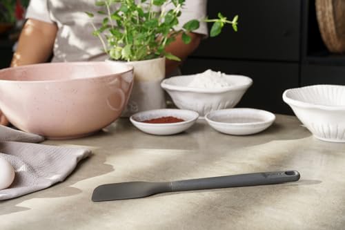 Zyliss E980224 Spatula Small, Sustainable Wheatstraw/Silicone, Spatula for Cooking and Mixing with Heat Resistant Silicone Head, Beluga Grey, 10.8" X 1.4", Dishwasher Safe, 5 Year Guarantee | Kitchen Utensil Handle Made From Sustainable Wheat Straw Does N