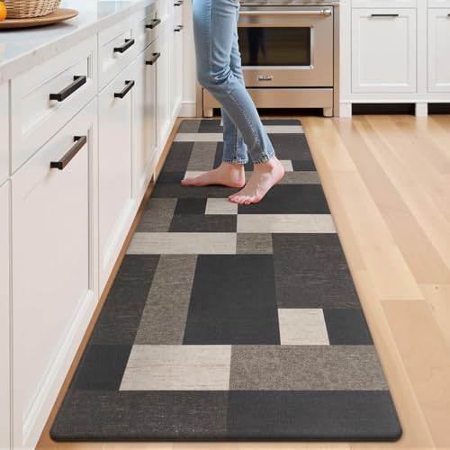 Anti Fatigue Kitchen Mat, Non Slip Cushioned Standing Floor Mat, Waterproof Kitchen Runner Rug, Farmhouse Comfort Padded Mat for Sink, Laundry, Office, Brown, 24''x71'' - color: Dark Brown