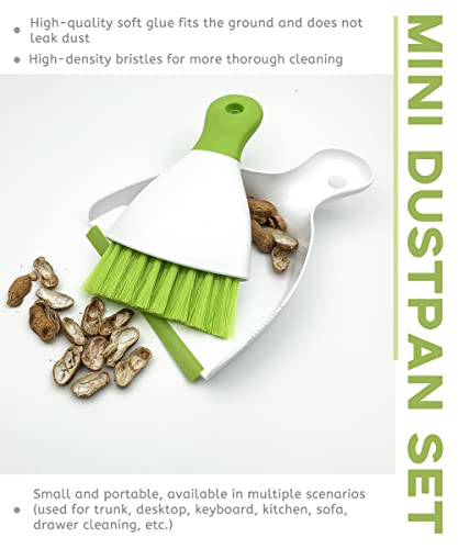 Dust pan Broom Brush Dustpan - Small Broom and Dustpan Set,Mini Broom and Dustpan,Small Dustpan and Brush Set for Home Cleaning,Sofa,Desk,Guinea Pig Cage,Cat Litter etc.（Green 2 Set） - color: Green, size: 2 Set