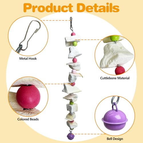 PINVNBY 2 Pack Bird Toys with Cuttlebone Calcium Parakeet Chewing Toy Hanging Bird Beak Grinding Stone Cage Accessories for Parrot Budgie Lovebird Cockatiel (Small) - size: Blocky