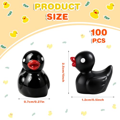 100 Pcs Mini Resin Ducks Tiny Ducks Miniature Duckies Bulk Figures for Garden Micro Landscape Home Prank Game Micro Landscape Aquarium Dollhouse Ornament DIY Handmade School (Black) - color: Black