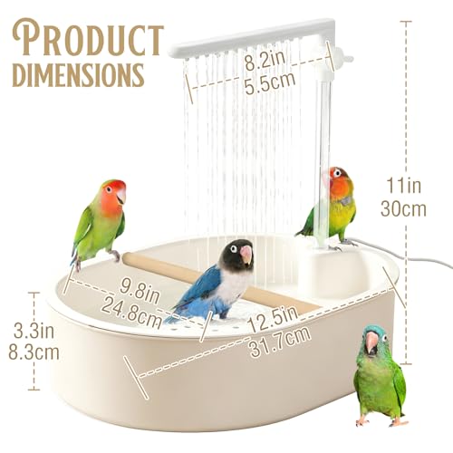 Parrot Bathtub,Bird Shower Parakeet Bath for Cage with Adjustable Water Flow Control Valve, Contains USB and Pump,Tarpaulin,for Pet Birds,Cockatiel,Budgie,Suitable for Many Kinds of Birds(Beige) - color: Beige