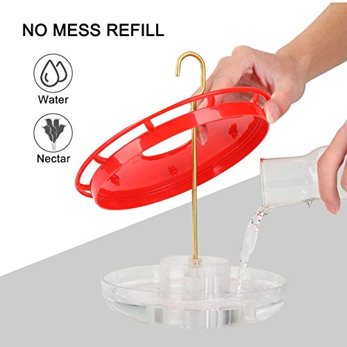 Hummingbird Feeders for Outdoors Hanging - 2 Pack No Leak Humming Bird Feeder, Easy to Clean & Fill, High View Perch, 5 Feeder Ports, Perfect for Hanging on the Tree,Yard. Hanger Incl,14 Oz - size: 2 pack(5 Feeder Ports)