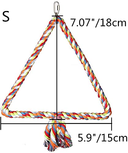 Litewoo Triangle Bird Swing Toy Cotton Rope Perches for Parrot Budgie Parakeet Cockatiel Conure Finch Lovebird - color: Small