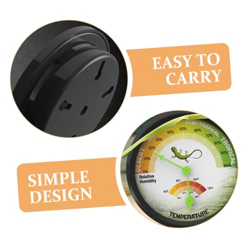 High Precision Reptile Thermometer Hygrometer with Back Sticker Reusable Mechanical Temperature and Humidity Gauge for Terrarium Vivarium Brooder Easy to Install and Design