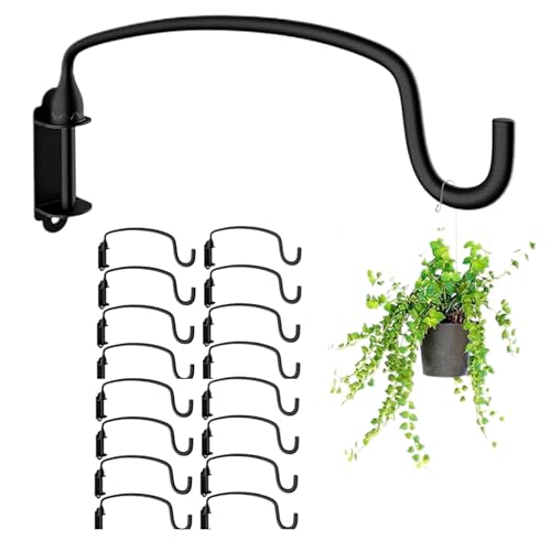 16 Pack Plant Hanger Bracket Wall Mounted Hooks for Hanging Bird Feeder, Flower Bracket, Anti Rust Metal Lanterns 12 Inches (12 in 16P) - color: Black, size: 12in 16Pack