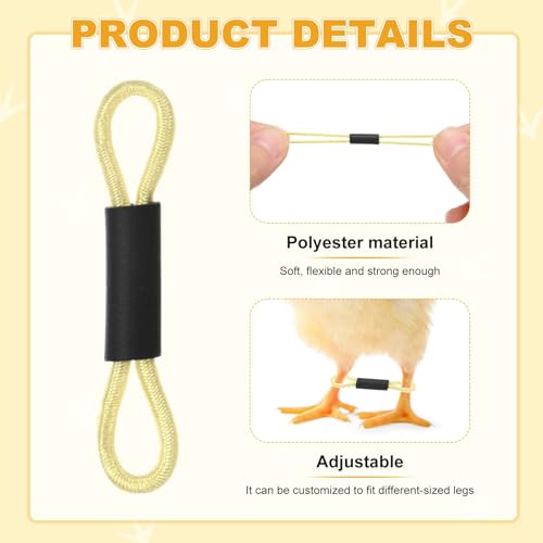 M METERXITY 100-Pack Adjustable Chick Leg Bands, 1.38" x 0.2" Polyester Chicken Leg Brace for Chicks/Ducks/Birds [Light Yellow] Poultry Leg Bands - color: Light Yellow