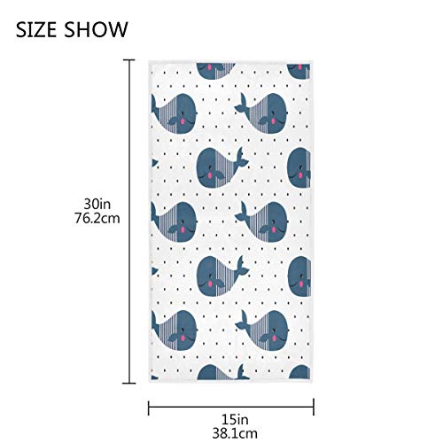 senya Cute Cartoon Whales Hand Towel Ultra Soft Luxury Towels for Bathroom 30"x15" - color: Multi 4