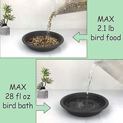 2 Bird Feeders Tree Mounted with Heavy Duty Sturdy Steel, 9.15” in Diameter×1.53" Deep Dark Brown Bird Bath Tray,Installed on Wooden Fences, Trees, Deck,Indoor and Outdoor Walls
