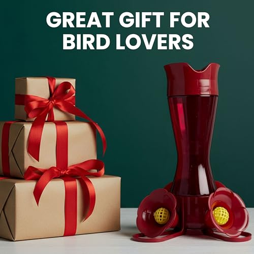 Perky-Pet Red Pinch-Waist Plastic Hummingbird Feeder, 8 oz Capacity | Built-in Bee Guards and Ant Moat for Outdoor Bird Feeding Station and Backyard Wildlife, Hummingbird Feeders for Outdoors - size: No Size