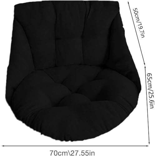 Hammock Chair Cushion, Hanging Basket Egg Chair Cushion Round Seat Thick Nest Back Pillow for Patio Garden Swing Chair Seat Pads (Only Pads) (Black) - color: Black