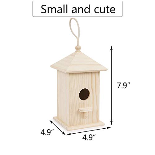 Wooden Birdhouse Creative Wooden Hanging Bird House | Suitable for Small Bird DIY Birdcage Making or Decoration
