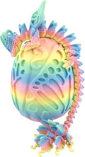 3D Printed Articulated Pastel Rainbow Butterfly Dragon, Home/Office/Desktop Decor, Flexible Sensory Toy, Unique Gift, Insect Lover Gift. (9.5 Inch Dragon with Butterfly Egg) - style: 9.5 Inch Dragon with Butterfly Egg