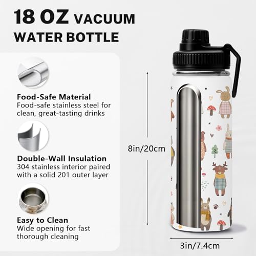 Bears 18oz Water Bottle, with 2 Lids Handle, Insulated Sports Cup | 18oz Stainless Steel Travel Tumbler,Reusable Leak proof Anti Slip Boot Mug, Christmas Birthday Gift for Daughter Son - color: Bears