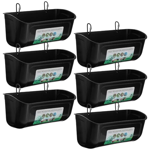 MAQUITA 6 PCS Hanging Chicken Feeder Trough for Goat Sheep Deer Poultry Duck Chicken Fence Feeder Livestock Feeding Container Goats Supplies Feeders Waterer Bucket