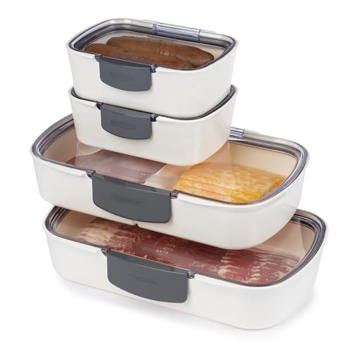 ProKeeper 4-Piece Deli Storage Container Set, Airtight Seal and Fresh Lock | Ideal Storage Container for Meats, Cheeses, and Produce, Dry-Erase Compatible Lids for Labeling, BPA-Free and Dishwasher Safe - color: Variety Pack