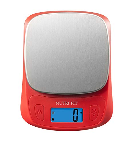 Ultra Slim Food Scale Digital Kitchen Scales Weight Grams Oz Red | Stainless Steel Panel, 1g Increment, Max 11lbs, Backlit Screen, High Precision, Coffee Making, Meal Prep, Include Batteries - color: Red