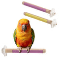 Wooden Bird Perch Stand with Grinding, 2Pcs Parrot Cage Stand Branch, No Hurt Foot Claw Grinding Bird Perch for Cockatiels, Parakeets, Lovebirds - color: Purple+Yellow