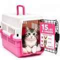 20-Inch Pink Hard Shell Pet Carrier for Small Dogs & Cats Under 15 Lbs | Plastic Dog Crate & Cat Travel Kennel, Secure Metal Door, 360° Airflow, Wipe-Clean Base - color: Pink
