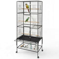 69" H Large Bird Cage, Bird Cage with 3-Tier Platforms, Ladders, Perches, Feeder, Wide Birdcage for Parakeets, Conures, Lovebirds, Quaker, Cockatiels, Budgie, Black - size: 31.5"L x 23.6"W x 65.8"H