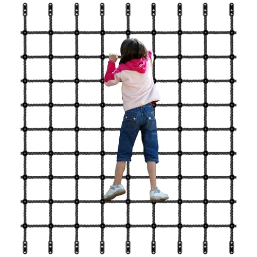 Climbing Cargo Net for Kids & Adults 80" x 139" Nylon Climbing Rope Net No Knots Safety Climbing Ladder Net for Swing Set, Treehouse Bridge, Ninja Obstacle Course, Playground, Backyard Playset Black - color: Black - 80" X 139"