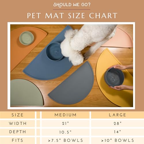 Waterproof Silicone Dog Food Mat – Large Size Non-Slip Pet Bowl Mat, Raised Edge Design, Easy-to-Clean Pet Food Placemat for Dog & Cat Bowls, 28" Across x 14" Deep - Ocean Blue - color: Ocean Blue, size: Large