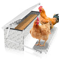 ‎Fsehyue Automatic Chicken Feeder Chook Food Feeder Capacity Treadle Self Opening Pou with Weatherproof Lid Rain Cover for Roosters Pheasant Chicken Outdoor Coop Silver Full Aluminum(11lbs/5000g)